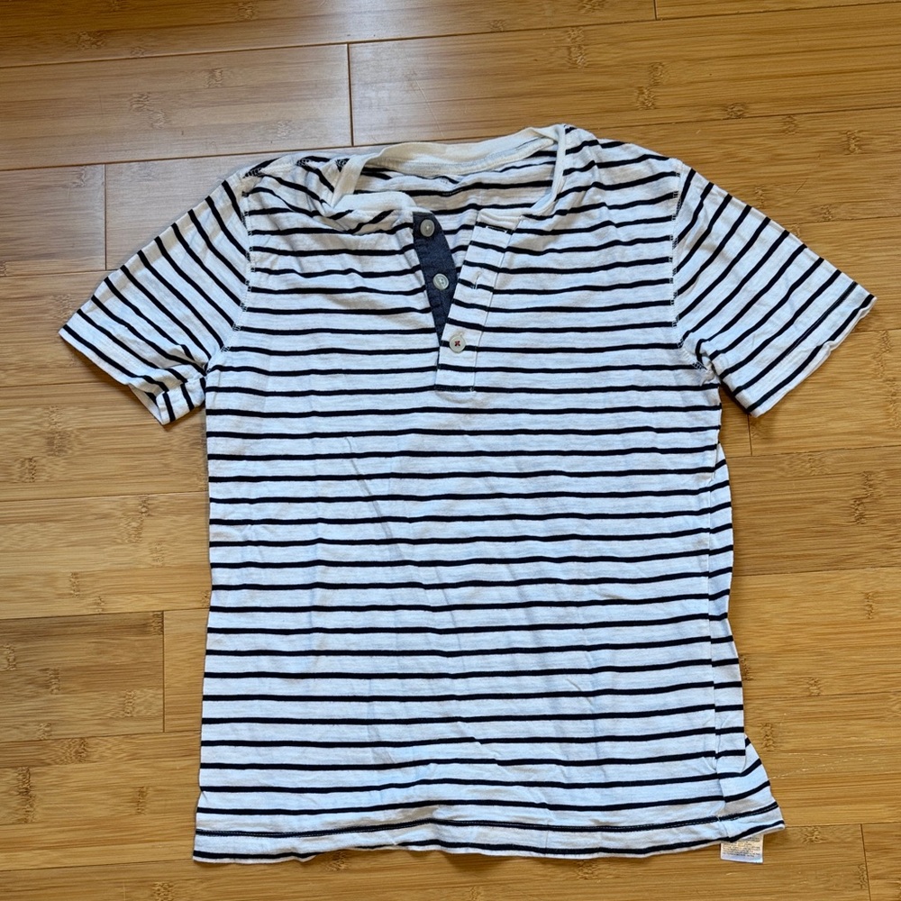 GAP Navy and White Striped Henley